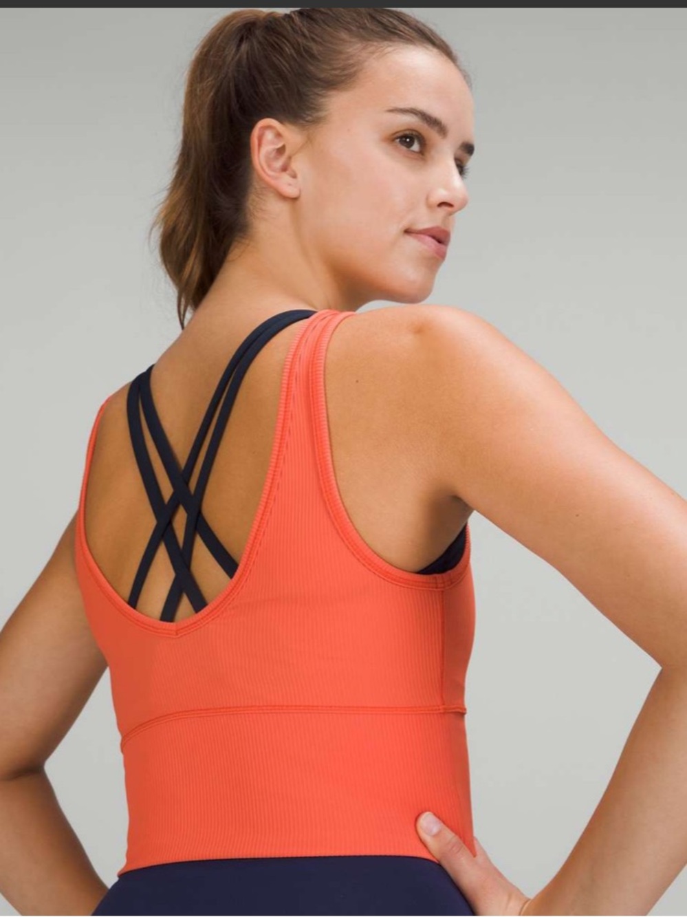 Lululemon Ribbed Power Pivot Reversible Wear Tank Top Warm Coral Size 4 Small - Picture 2 of 6